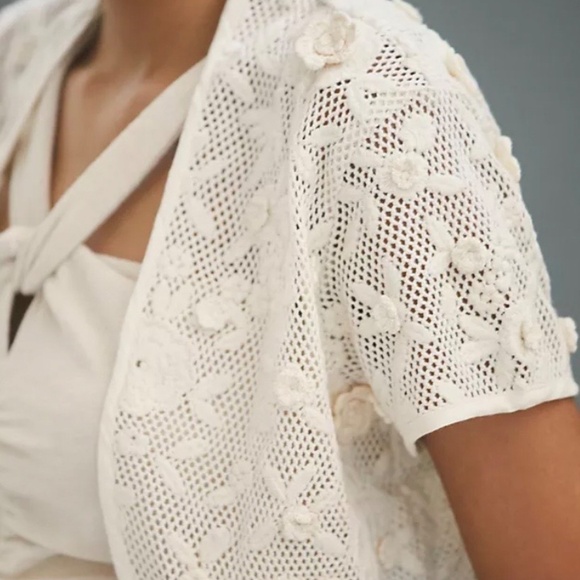 NWT Anthropologie Women's Beige Crochet Shrug - One Size - Picture 4 of 4